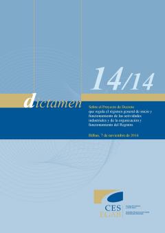 Dictamen 14/14 sobre el Proyecto de Decreto que regula el régimen general de inicio y funcionamiento de las actividades industriales y de la organización y funcionamiento del Registro